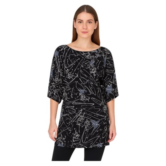 Norma Kamali Small Obie Black Splattered Paint Tunic Dress - Picture 1 of 8